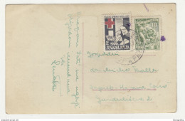 Yugoslavia 1955 Red Cross Postal Tax Stamp On Postcard Flowers B210320 - Charity Issues