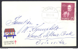 Sweden, Christmas Stamp Small Letter Cover Travelled 1965 Lund Pmk B170410 - Briefe U. Dokumente