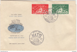 Turkey, 10 Years Of NATO, Ankara Special Cover & Pmk 1964 B170330 - Covers & Documents