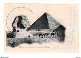 Sphinx Et La Grande Pyramide De Cheops Old Postcard B210701 - Sphynx