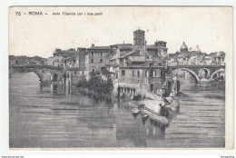 Roma Isola Tiberina Con I Due Ponti Old Unused Postcard B200225 - Bridges