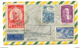 Brasil Air Mail Letter Cover Posted Registered 1950 To Germany B200220 - Briefe U. Dokumente