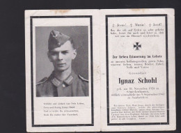 Militaria. 2eme Guerre. Faire Part De Décés D'un Soldat Allemand ; Grenadier Ignaz Schohl - 1939-45