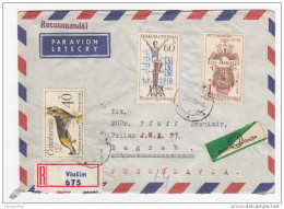 Olympic Games Stamps On Registered Air Mail Letter Cover Travelled 1965 Czechoslovakia To Yugoslavia Bb160301 - Summer 1932: Los Angeles