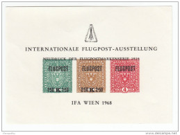 Internationalf Flugpost_Ausstellung IFA WIEN 1968 Ss Without Gum With Hinges Bb151228 - Other (Air)