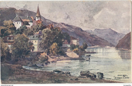 Sankt Nikola An Der Donau Painting By Fritz Lach Old Vintage Postcard Unused B170515 - Perg