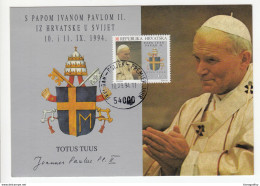 Croatia, Visit Of John Paul II To Croatia In 1994 MC With First Day Pmk B170530 - Päpste