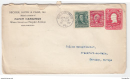 US Postal Stationery Stamped Envelope Travelled 1907 Philadelphia, PA To Berlin, Germany U395 Washington Bb161110 - 1901-20