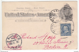 US Postal Stationery Postcard Travelled 1895 From Cleveland, OH To Berlin, Germany UX12 Jefferson Bb161110 - ...-1900