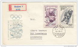 Olimpic Games Stamps On Cover Travelled 1964 Cehoslovakia To Luxembourg Registered Bb160429 - Hiver 1964: Innsbruck