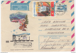 Russia Illustrated Postal Stationery Air Mail Letter Cover Travelled Registered 1980 Vilnius To Sarajevo B170328 - Brieven En Documenten