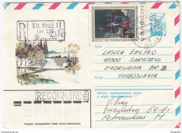 Russia Illustrated Postal Stationery Air Mail Letter Cover Travelled Registered 1980 Vilnius To Sarajevo B170328 - Covers & Documents