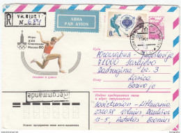 Russia Olympic Illustrated Postal Stationery Air Mail Letter Cover Travelled Registered 1980 Vilnius To Sarajevo B170328 - Covers & Documents