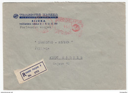 Meter Stamp On Transjug Rijeka Company Registered Letter Cover Travelled 1972 Osijek To Zagreb Bb170325 - Cartas & Documentos