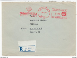 Transjug Rijeka Meter Stamp On Registered Letter Cover Travelled 1972 Ljubljana To Zagreb Bb170325 - Covers & Documents