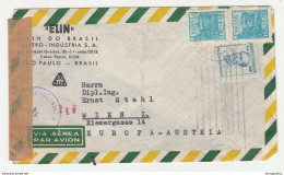 Elin, Sao Paolo Company Air Mail Letter Cover Travelled 195? To Austria - Censored D B190601 - Covers & Documents