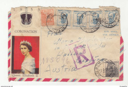 QEII Illustrated Letter Cover (ONLY FRONT PAGE) Travelled Registered 1954 S. Paulo To Austria D B190601 - Briefe U. Dokumente