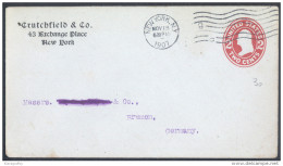 United States 2c Postal Stationery Letter Cover Travelled 1907 To Germany Bb - 1901-20