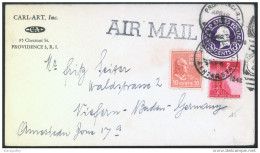 United States 3c Postal Stationery Letter Cover Travelled 1949 Providence To Germany Bb - 1941-60