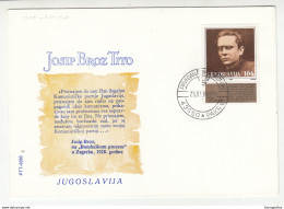 Yugoslavia 1988 Josip Broz Tito FDC Bb200101 - FDC