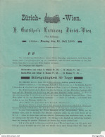 H. Gattiker's Extrazug Zürich-Wien 1888 Railway Advertising / Pricelist B190701 - Altri & Non Classificati