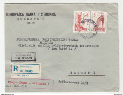 Dubrovačka Banka Dubrovnik Company Letter Cover Travelled Air Mail Registered 1961 To Zagreb B190701 - Croatia