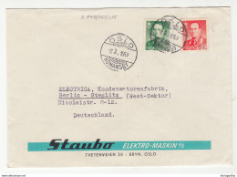 Staubo Elektro-Maskin A/S Oslo Company Letter Cover Travelled 1959 To Germany B190701 - Storia Postale
