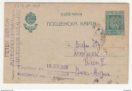 Bulgaria, Postal Stationery Postcard Posted 1920 B200610 - Cartoline Postali