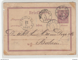 Netherlands Inides Postal Stationery Postcard Briefkart Posted 1885 Soebang To Batavia (4 Postmarks) B191210 - India Holandeses