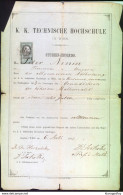 Austria, Revenue Stamp On K.K. Technische Hochschule In Wien Studien-Zeugniss Of Petar Nenin, 1875 B181025 - Fiscali