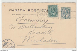 Canada, Postal Stationery Postcard Travelled 1908 Montreal To Wiesbaden B190401 - 1903-1954 Reyes