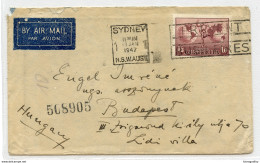 Australia, Letter Cover Airmail Travelled 1947 Sydney To Budapest B180702 - Briefe U. Dokumente