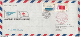 Maersk-Kawasaki Line Company Air Mail Letter Cover Travelled FDC To Austria B180612 - Covers & Documents