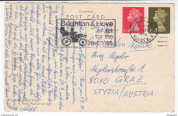 "Brighton & Hove All Set For Seventies" Slogan Pmk On Brighton Royal Pavilion Old Postcard Travelled 1970 B170915 - Cars
