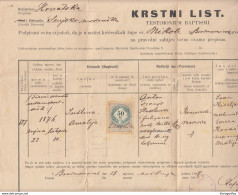 Hungary Revenue On Baptismal Leaf Krstni List Brod Moravice 1897 B200415 - Croatia