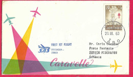 SVERIGE - FIRST FLIGHT SAS WITH CARAVELLE FROM STOCKHOLM TO ZURICH *29.3.60* ON OFFICIAL COVER FROM FINLAND - Briefe U. Dokumente