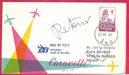 SVERIGE - FIRST FLIGHT SAS WITH CARAVELLE FROM STOCKHOLM TO PALMA DE MAIORCA*29.3.60* ON OFFICIAL COVER FROM FINLAND - Cartas & Documentos