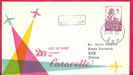 SVERIGE - FIRST FLIGHT SAS WITH CARAVELLE FROM STOCKHOLM TO NICE *29.3.60* ON OFFICIAL COVER FROM FINLAND - Covers & Documents