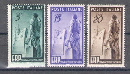 1949 Italia - Repubblica, ERP (Ricostruzione Europa) 3 VAL N. 601/603 MNH** - 1946-60: Mint/hinged