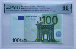 100 Euro 2002, Draghi, Germany X19610395715, Printer E004, PMG66 GEM UNC,  Exceptional Paper Quality - 100 Euro
