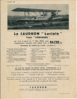 AVIATION - Le CAUDRON " Luciole " , Type " Concours", 1932 - Pubblicità