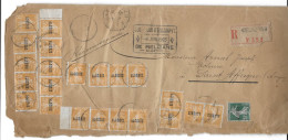 Algérie Lettre Reco Avec 25 Tp Semeuse Obl Relizane Bougie (1925) - Briefe U. Dokumente