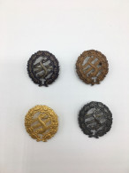 Sweden Swimming Badges Pins, Standard Magister Level: Iron Bronze Silver Gold, Collection Of 4 Vintage Metal Pins - Natación