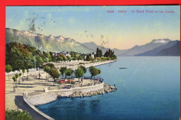 ZXA-09  Vevey, Le Rond-Point Et Les Quais.  Dents Du Midi.  Circulé 1912 Vers Corsier. Perrochet David 10038 - Corsier-sur-Vevey