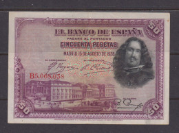 SPAIN  -  1928  50 Pesetas Circulated Banknote As Scans - 50 Pesetas