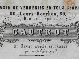 1863 ENTETE VERRERIES PORCELAINES CRISTAUX Gautrot Lyon > Ballouhey Verrerie De La Rochère Par Corre Haute Saone V.HIST. - 1800 – 1899