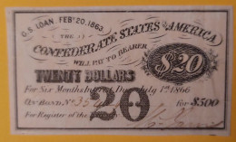 Confederate States 20 Dollars 1863 Coupon Money - Confederate (1861-1864)