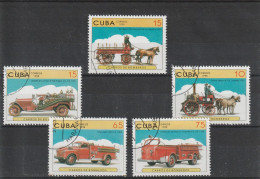 " VEHICULES DE SAPEURS-POMPIERS " Sur Lot De 5 Timbres Oblitérés De CUBA. + KDO ! - Feuerwehr