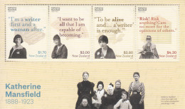 2023 New Zealand Katherine Mansfield Literature Writer Souvenir Sheet MNH @ Below Face Value - Unused Stamps