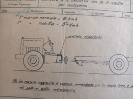 Cartella Documenti Fiat 634 Cambio 5 Velocità Disegni Tecnici In Schizzi Originali E Copie Conformi D'epoca - Macchine
